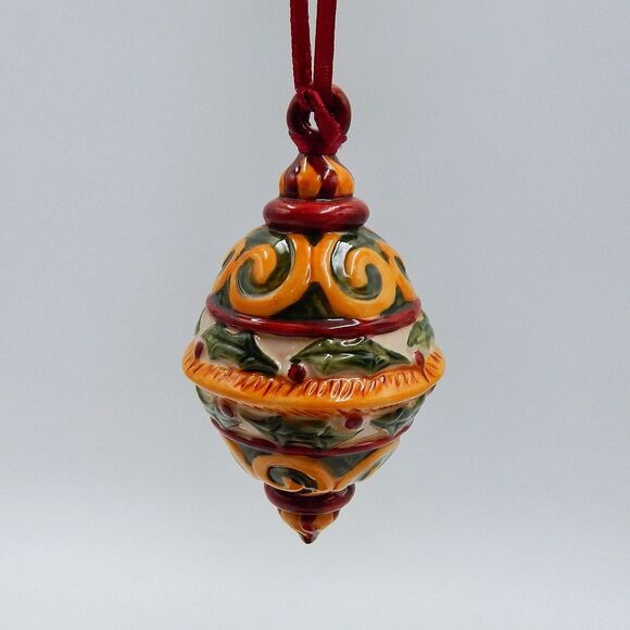 Villeroy & Boch 1748 Ceramic Ornament Holly Berry Yellow Green 4 Inch Box - Picture 4 of 6